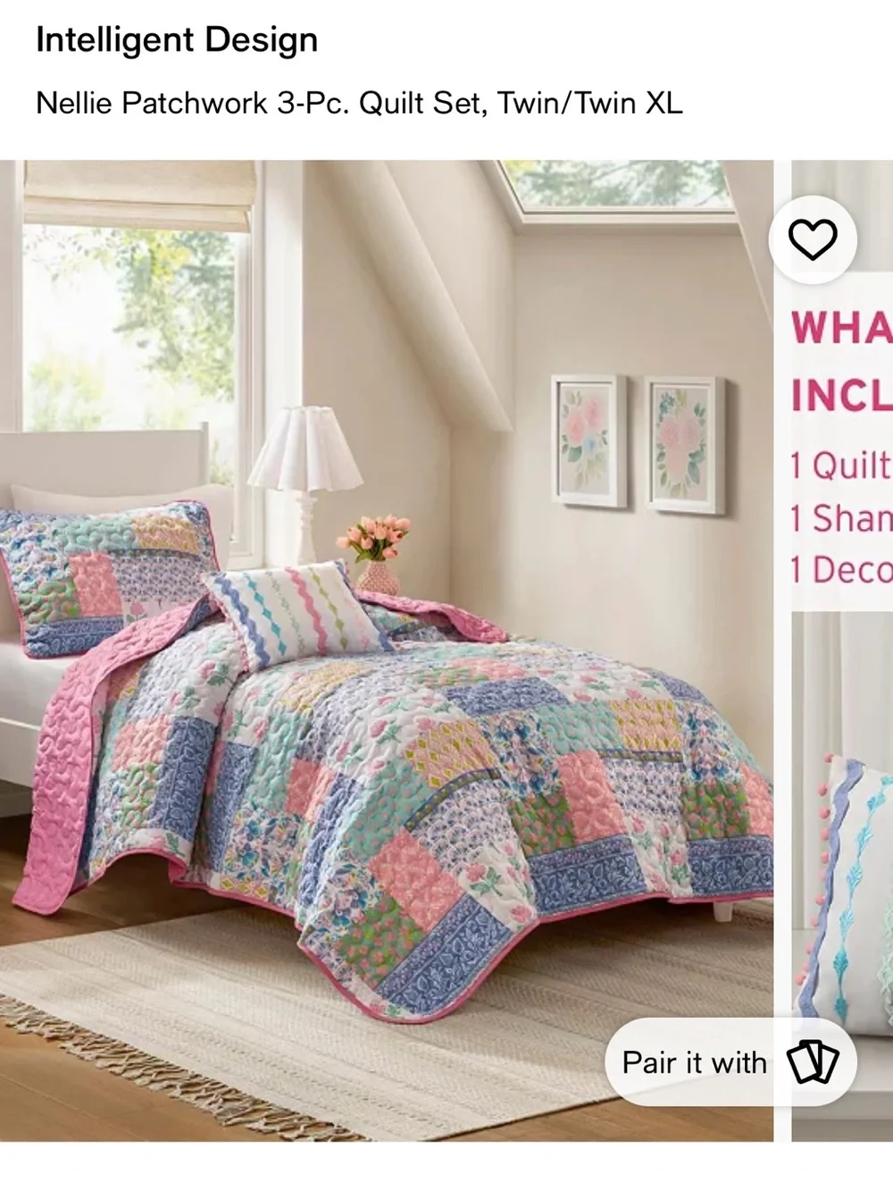 Intelligent Design: Nellie Patchwork 3 Pc Reversible Bedding Set